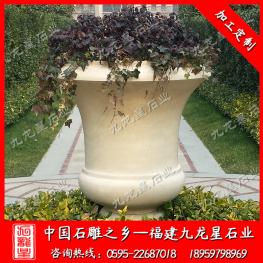 室外石雕花缽 歐式造景花缽 天然石雕花盆