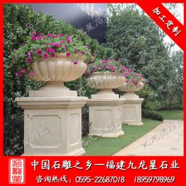石雕花盆雕刻 大理石花缽 房地產(chǎn)花盆