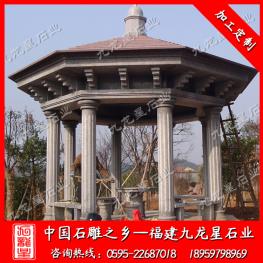 六角石雕涼亭 單層石亭子 花崗巖涼亭廠家
