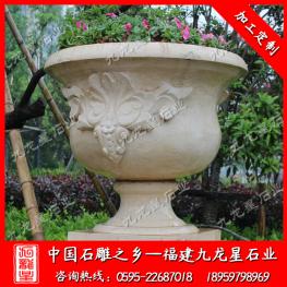 石雕歐式花缽批發(fā) 埃及米黃花缽雕刻