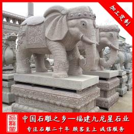門口石雕大象擺放 動物神獸定做