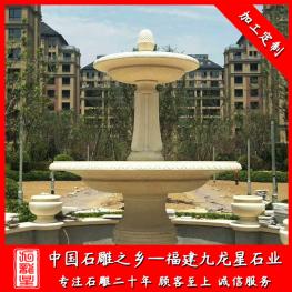 石材雕刻噴泉 埃及米黃噴泉水缽 黃銹石噴泉廠家批發