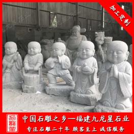 石雕小和尚批發廠家 寺廟大理石小沙彌 小和尚石雕擺件