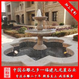 大理石石雕噴泉廠家雕刻 庭院大號型石材噴泉水缽