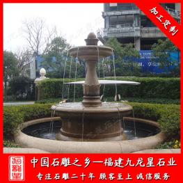 銹石水缽噴泉廠家 設計小區黃銹石噴泉水景