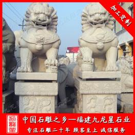 石獅子雕刻廠家 批發寺廟3米石獅子